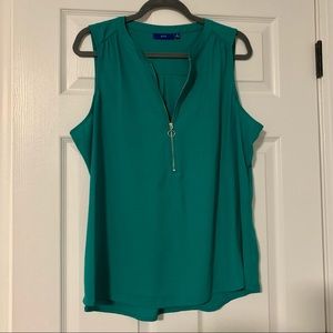 NWOT- Teal blouse with silver zipper detail, Size XL